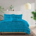 thumbnail image 1 of 500-Thread Count Egyptian Cotton 3-PCs Multi Ruffle Duvet Cover, With Zipper Closure & Corner Ties - OverSize King Plus Size ( 120" x 128" ) Inches, (Turquoise), 1 of 5