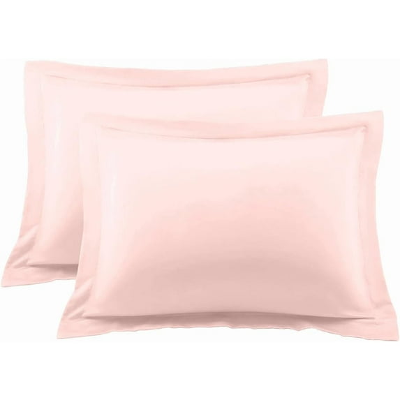 500 Thread Count Egyptian Cotton Pillow Shams, 2-Pack –Pillow Covers for Ultimate Comfort – Elegant Design with Central Envelope Closure, Euro Size (Non-Standard) (26" x 26") Light Pink Solid