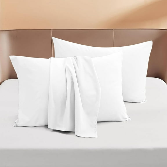 500 Thread Count Egyptian Cotton Pillowcases, 2-Pack –Pillow Covers for Ultimate Comfort – Elegant Design Envelope Closure, Queen Size (20" x 30") White Solid