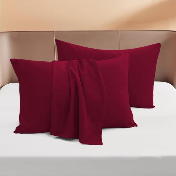 500 Thread Count Egyptian Cotton Pillowcases, 2-Pack –Pillow Covers for Ultimate Comfort – Elegant Design Envelope Closure, Standard Size (20" x 26") Burgundy Solid