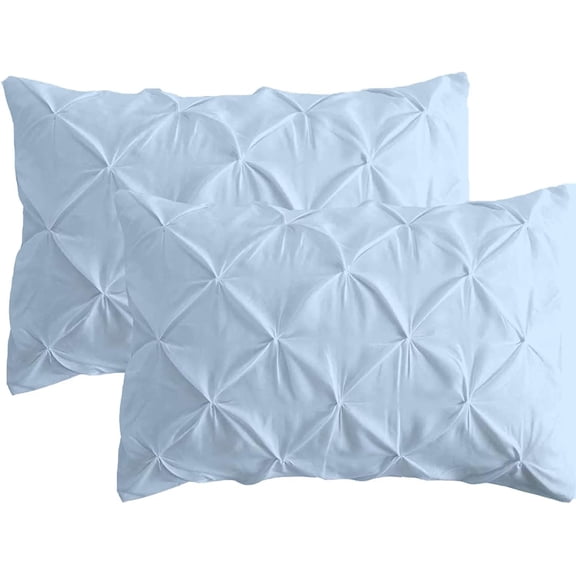 500 Thread Count Egyptian Cotton Pinch Pleated Pillowcase with Envelope Closure – Luxury Soft & Breathable, Euro Size (Non-Standard) (26" x 26") Light Blue Solid