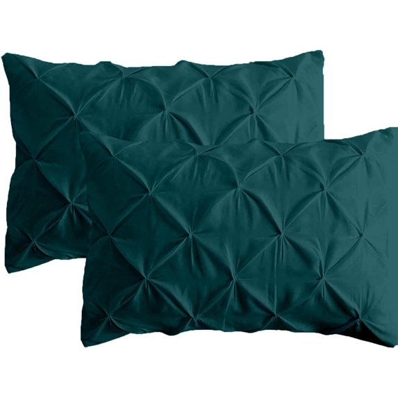 500 Thread Count Egyptian Cotton Pinch Pleated Pillowcase with Envelope Closure – Luxury Soft & Breathable, Euro Size (Non-Standard) (26" x 26") Teal Solid