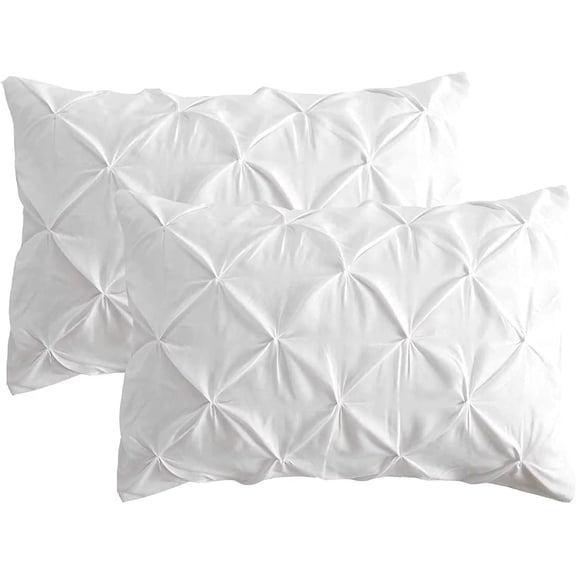 500 Thread Count Egyptian Cotton Pinch Pleated Pillowcase with Envelope Closure – Luxury Soft & Breathable, Queen Size (20" x 30") White Solid