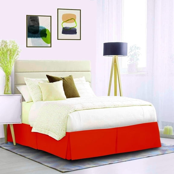 500 Thread Count Egyptian Cotton Split Corner Bed Skirt – 12-Inch Drop, Tailored Fit 1-PC Bed Skirt, Twin, Red