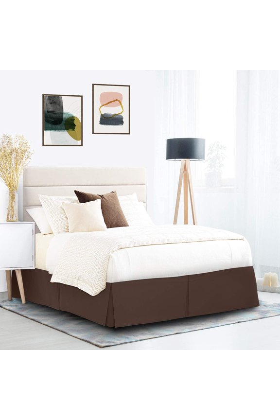 500 Thread Count Egyptian Cotton Split Corner Bed Skirt – 12-Inch Drop, Tailored Fit 1-PC Bed Skirt, Twin XL, Chocolate