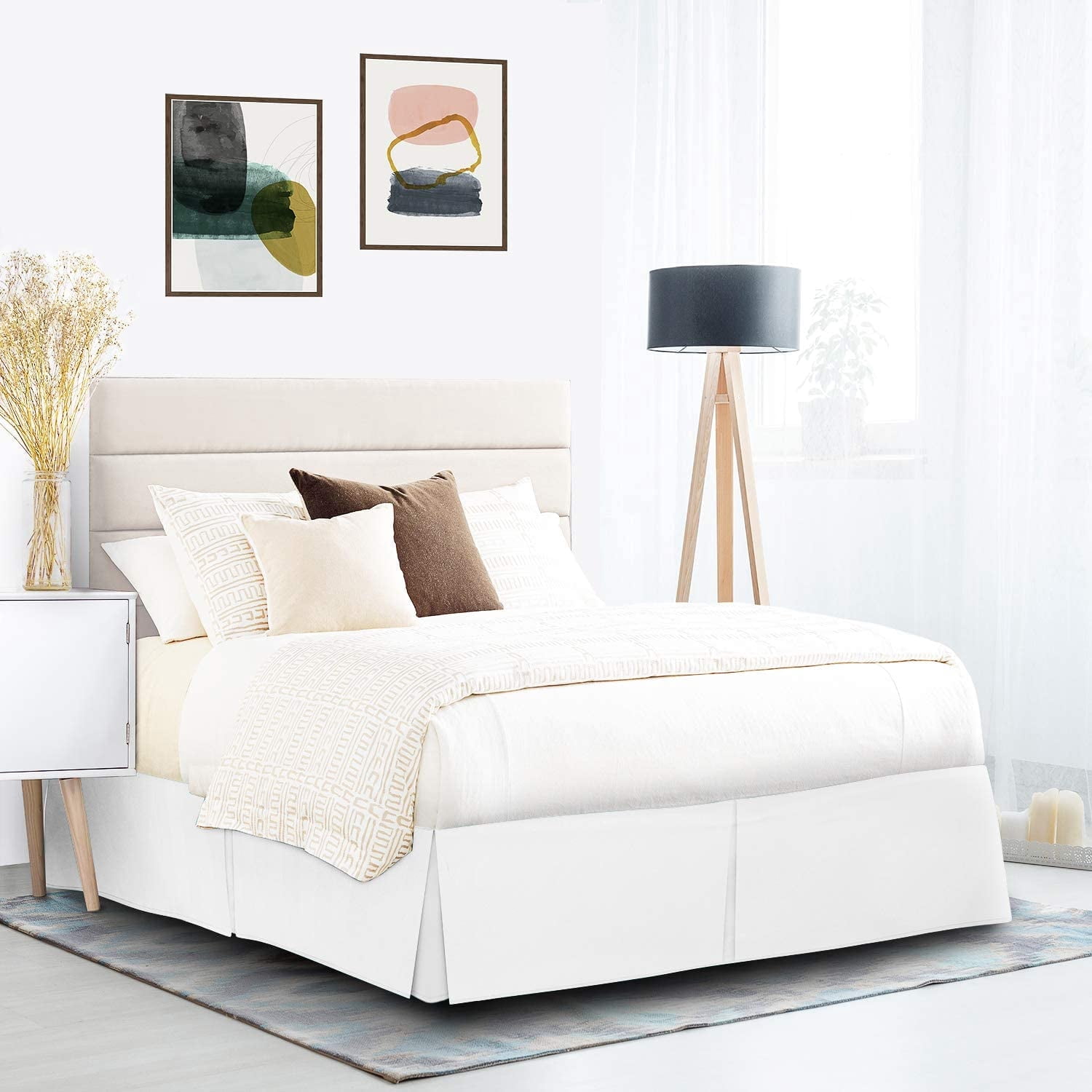 500 Thread Count Egyptian Cotton Split Corner Bed Skirt – 12-Inch Drop, Tailored Fit 1-PC Bed Skirt, Twin XL, White