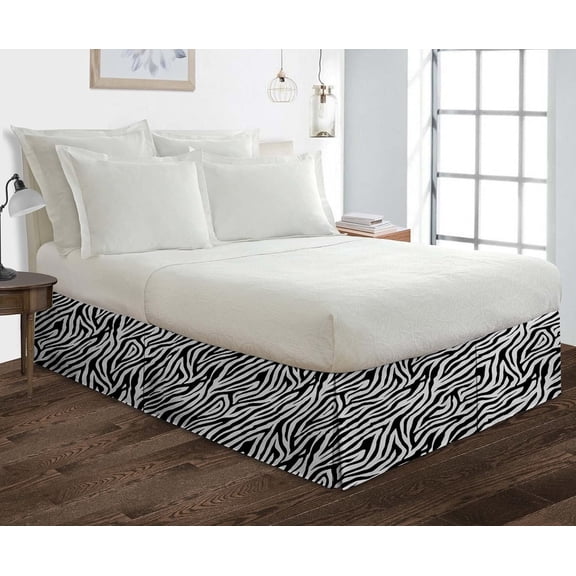 500 Thread Count Egyptian Cotton Split Corner Bed Skirt – 12-Inch Drop, Tailored Fit 1-PC Bed Skirt, Twin XL, Zebra Print