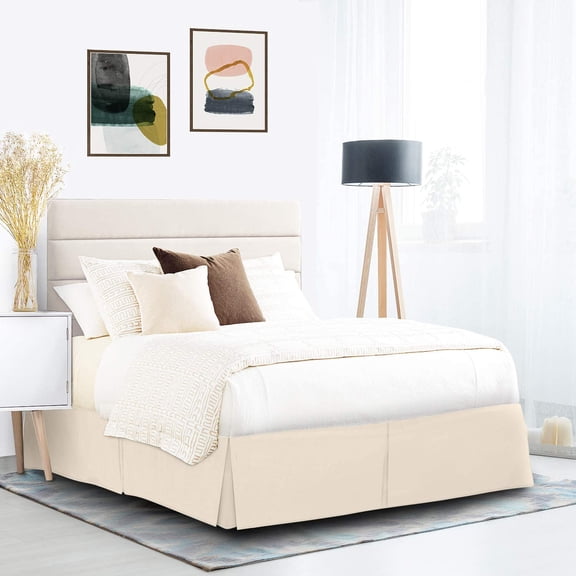 500 Thread Count Egyptian Cotton Split Corner Bed Skirt – 14-Inch Drop, Tailored Fit 1-PC Bed Skirt, Full, Ivory