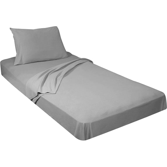 500 Threat Count 100 % Egyptian Cotton 4-Pcs Sheets for Cot Bunk Bed-Perfect for Narrow Twin/Cot Size/Rv Bunk/Guest Bed Replacement Deep 10-Inch Color Silver Grey Solid Cot Size Sheets- 33" X 75"