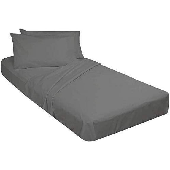 500 Threat Count 100 % Egyptian Cotton 4-Pcs Sheets for Cot Bunk Bed-Perfect for Narrow Twin/Cot Size/Rv Bunk/Guest Bed Replacement Deep 15-Inch Color Dark Grey Solid Cot Size Sheets- 33" X 75"