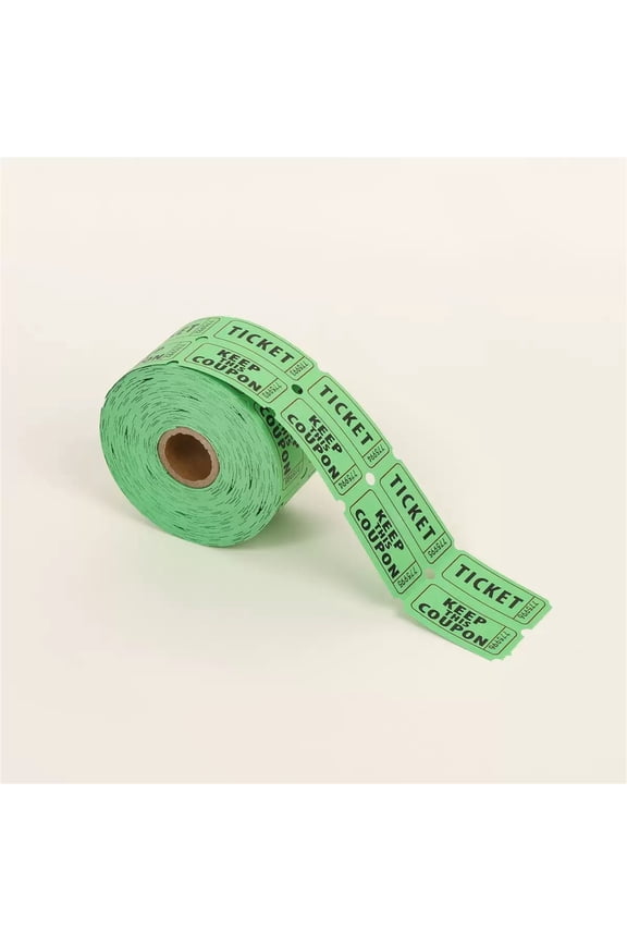 500 Tickets Per Roll, 250 Pairs Colorful Tearable Entry Ticket Voucher With Random Numbers, Green For Event, Party, Raffle, One Size