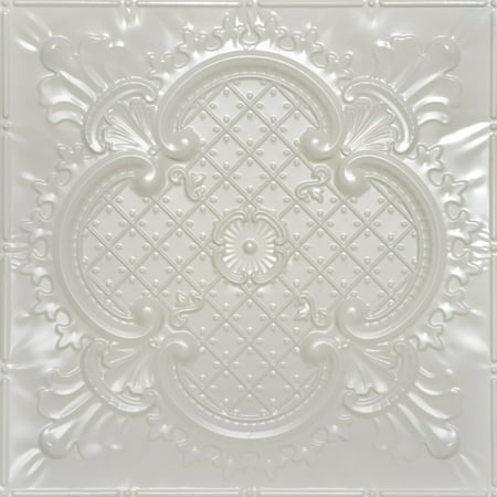 500 - Tin Plated Drop-In Ceiling Tile in Eggshell White (48 Sq.ft/ Pack) - 12 Pieces