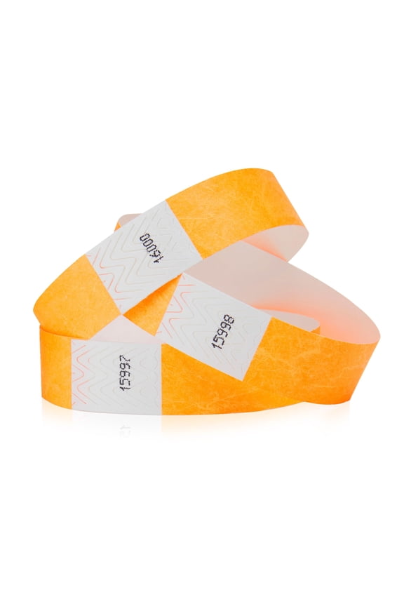 500 Tyvek WristCo Wristbands for Events | Neon Orange + | Water-proof Tamper-Proof Designs Prevents Reuse Premium Grade Bracelet for Hospitals & Medical ID, Party, VIP Identification, USA Made