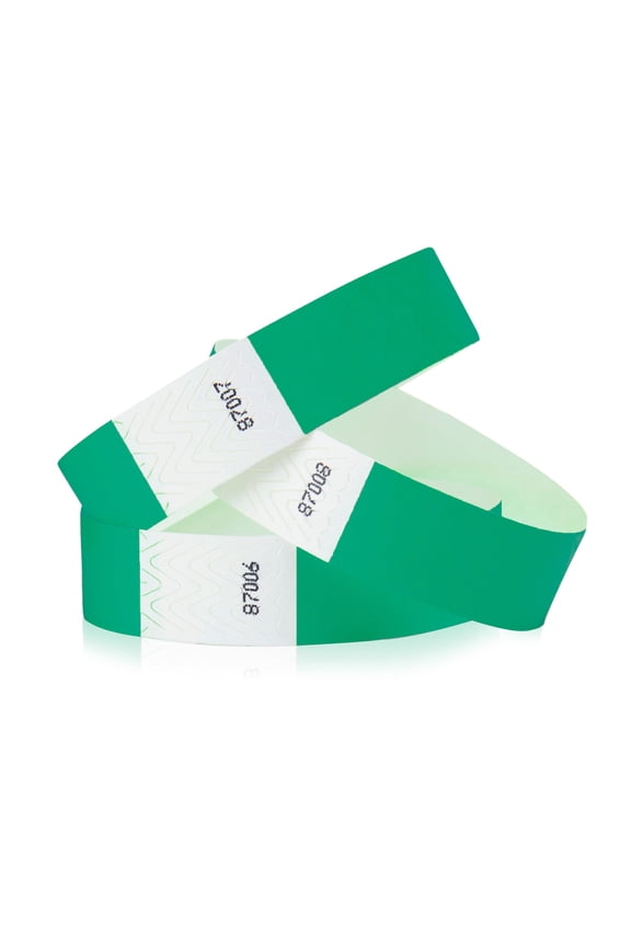 500 Tyvek WristCo Wristbands for Events | Pantone Green + | Water-proof Tamper-Proof Designs Prevents Reuse Premium Grade Bracelet for Hospitals & Medical ID, Party, VIP Identification, USA Made
