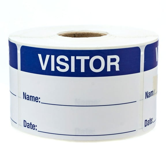 500 Visitor Pass / Blue And White Identification Stickers / Easy To Write On Labels