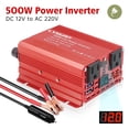 thumbnail image 1 of 500 Watts Power Inverter for Vehicles, 12V DC to 110V AC Car Inverter Converter with 2 AC Outlets+2 USB Chargers, LED Display,  Car Plug Adapter for Phone, Computer, RV, Camping & Home Red, 1 of 11