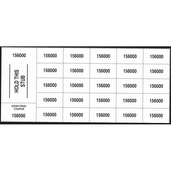 500 White Chinese Auction Tickets - "Hold This Stub" OR" Buyer's Name, Email & Phone" - 25, 20, 15, 10 or 5 Bid Numbers per Sheet. (25 Bid Numbers per Sheet, Stub w/ "Hold This Stub")