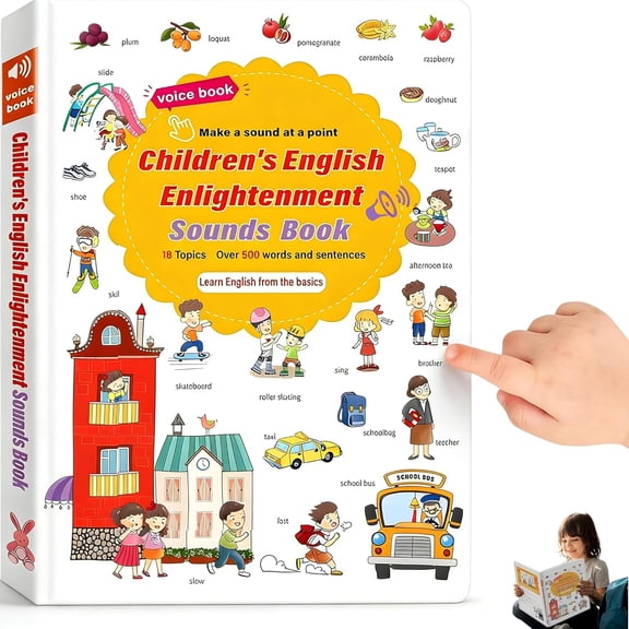 500-Word Audio Learning Book for Toddlers, 2026 New English Sound Books for Kids, 18 Topics Rechargable Children's First Talking Book