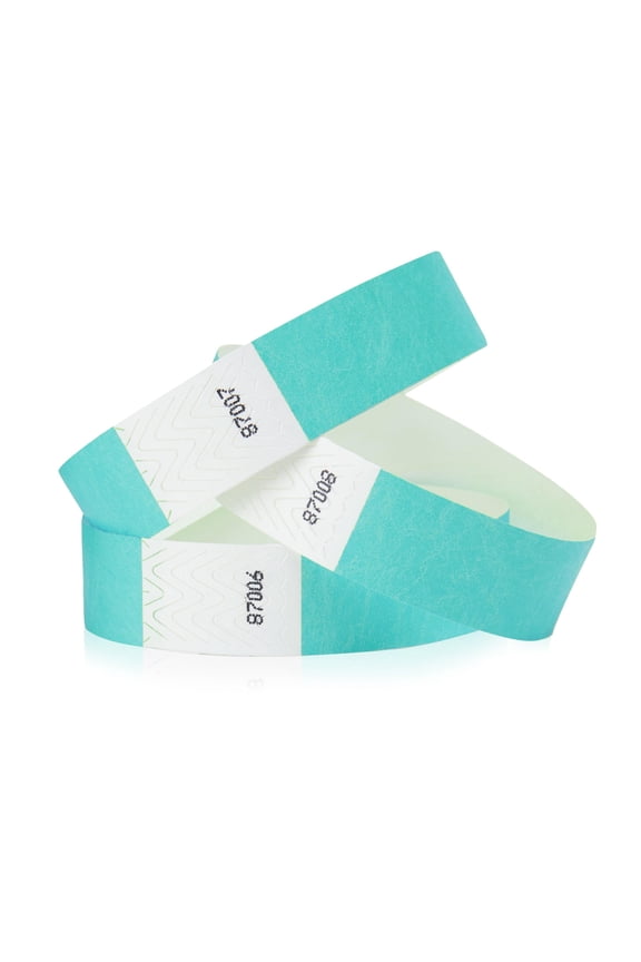 500 WristCo Aqua Tyvek Wristbands for Events - Comfortable Tear Resistant Paper Bracelets ID Wrist Bands for Concerts Festivals Admission Party Identification