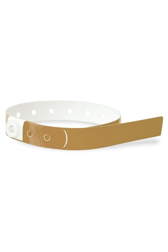500 WristCo Gold Narrow Plastic Wristbands for Events - Extended Wear, Secure Snap Prevents Reuse Premium-Grade Bracelets for Hospital & Medical ID, Party & VIP Identification