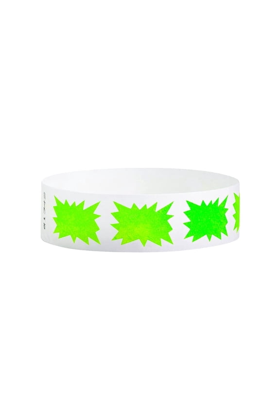 500 Tyvek WristCo Wristbands for Events | Green Bursts + | Water-proof Tamper-Proof Designs Prevents Reuse  Premium Grade Bracelet for Hospitals & Medical ID, Party, VIP Identification, USA Made