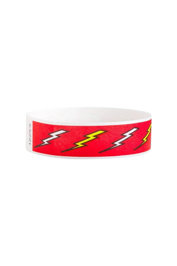 500 Tyvek WristCo Wristbands for Events | Lightning Bolts + | Water-proof Tamper-Proof Designs Prevents Reuse Premium Grade Bracelet for Hospitals & Medical ID, Party, VIP Identification, USA Made