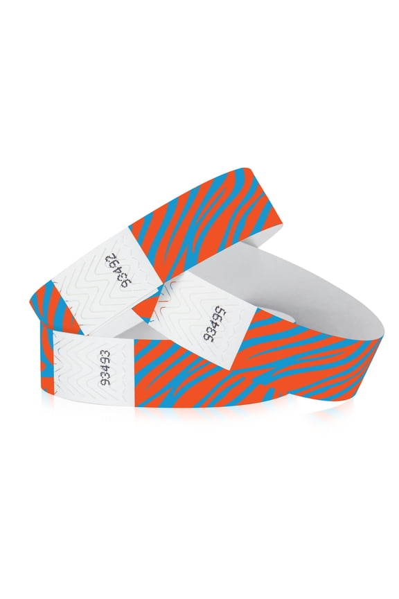 500 Tyvek WristCo Wristbands for Events | Neon Zebra + | Water-proof Tamper-Proof Designs Prevents Reuse  Premium Grade Bracelet for Hospitals & Medical ID, Party, VIP Identification, USA Made