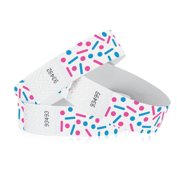 500 Tyvek WristCo Wristbands for Events | Sprinkles + | Water-proof Tamper-Proof Designs Prevents Reuse – Premium Grade Bracelet for Hospitals & Medical ID, Party, VIP Identification, USA Made