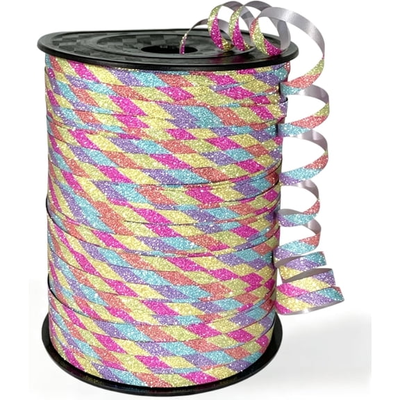 500 Yard Curling Ribbon, Rainbow Glitter Curly Ribbons for Gift Wrapping, Balloon String Ribbon, Thin Gift Wrap Ribbon for Valentine's Day Wedding Birthday Party Christmas Decorations