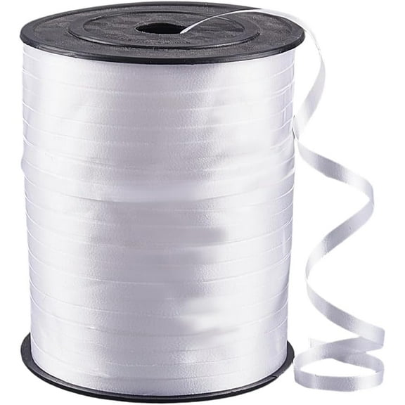 500 Yards 0.25 Inch White Balloon Ribbons Curling String Thin Waterproof Favors Satin Classic Plastic Ribbon Bows for Gifts Wrapping Bows Christmas New Year Birthday Decor DIY Crafts Supply