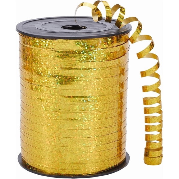 500 Yards 3/16" Curling Ribbon Balloon Ribbon Gold Shiny Glitter Metallic Holographic Crimped Thin Balloon String