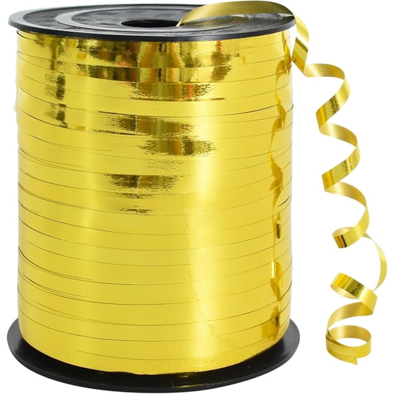 Gold Rbion 500 Yards Curling Ribbon-Balloon Ribbons-Shiny Gold Metallic Balloon ...