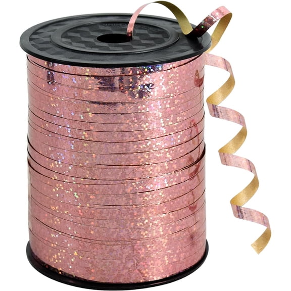 500 Yards Curling Ribbon Balloon String Ribbon - Rose Gold Crimped Shiny Metallic Roll for Gift Wrapping Valentines Mother's Day Birthday Wedding Party Decoration