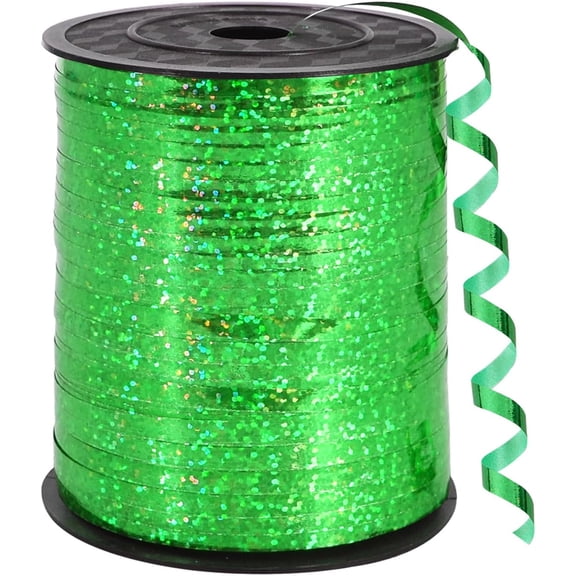 500 Yards Green Crimped Curling Ribbon Balloon String, Shiny Metallic Ribbon Roll for Gift Wrapping for Birthday Party Festival Art Craft Decor Florist Flowers Decoration