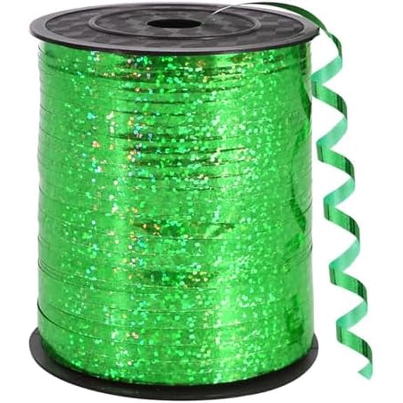 500 Yards Green Crimped Curling Ribbon Balloon String, Shiny Metallic Ribbon Roll for Gift Wrapping for Birthday Party Festival Art Craft Decor Florist Flowers Decoration