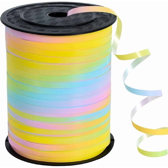 500 Yards Rainbow Curling Ribbon Pastel Balloon String, Light Color Balloon Ribbon for Crafts Colorful Crimped Curling Ribbon for Gift Wrapping Party Art Florist Flowers Decoration Supplies