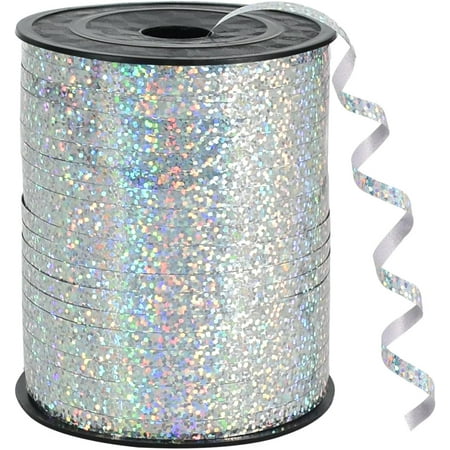 500 Yards Silver Ribbon Curling Crimped, Balloon String Shiny Metallic Roll for Gift Wrapping Birthday Party Festival Art Craft Decor Florist Flowers Decoration