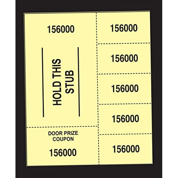 500 Yellow Chinese Tickets - "Hold This Stub" OR "Buyer's Name, Email & Phone" - Choose: 25, 20, 15, 10 or 5 Bid Numbers per Sheet (5 Bid Numbers per Sheet, Stub w/ "Hold This Stub