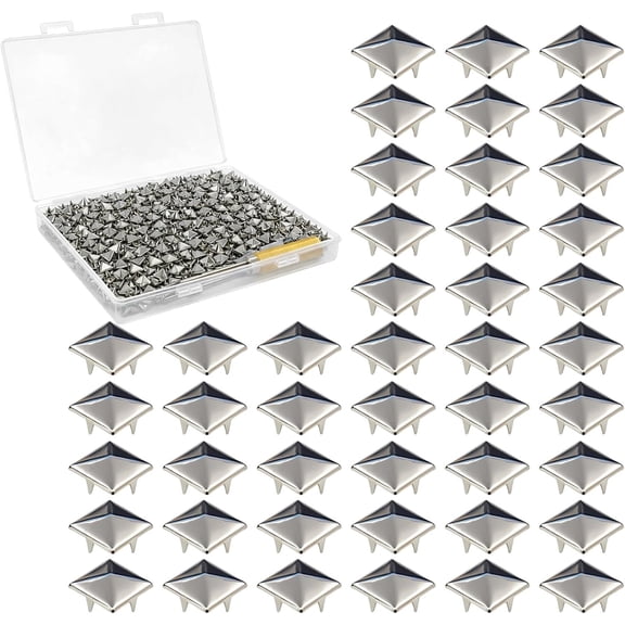 500 count 10mm Pyramid Studs for Clothing, Square Studs and Spikes with Awl and , Metal Studs for Punk Rock Crafts, Clothes, Leather, and Accessories