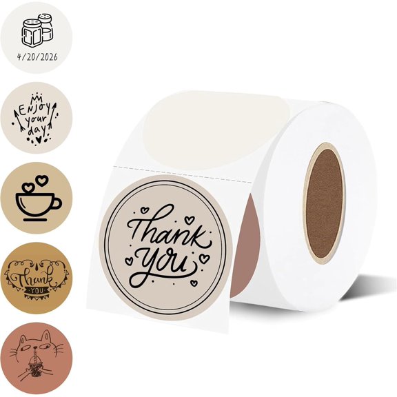 500 count 2 inch Circle Color Direct Thermal Stickers Removable Beige Gradient Thermal Printer Labels for Barcodes,Name Tag,DIY Logo Design,QR Code,Inventory- Compatible with ,Rollo and