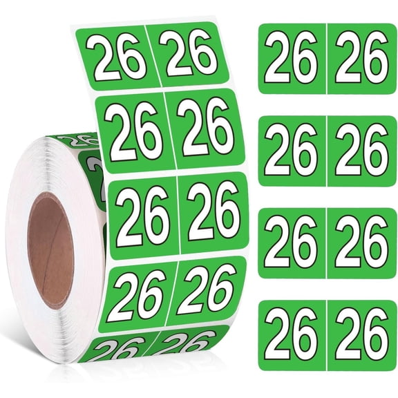 500 count 2026 Year Stickers File Folder Year Labels Rectangle Coded Colored Year Stickers Self Adhesive Year Labels Tab File Folders Office Supplies, 1 Roll, 3/4" x 1-1/2"(Green)