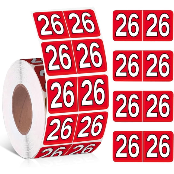 500 count 2026 Year Stickers File Folder Year Labels Rectangle Coded Colored Year Stickers Self Adhesive Year Labels Tab File Folders Office Supplies, 1 Roll, 3/4" x 1-1/2"(Red)