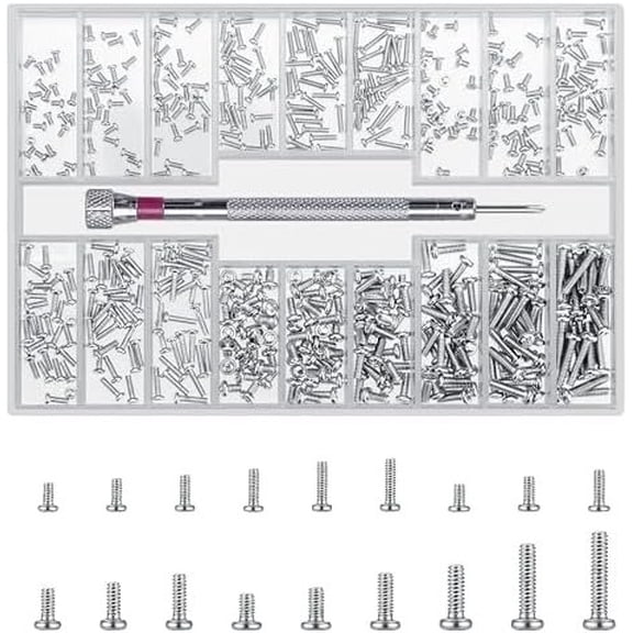 500 count Laptop Screws, M1.2/M1.4/M2 Small Screws for Electronics, Mini Screw for Glasses Watch SSD M.2 Hard Drive Repair Screw (L)