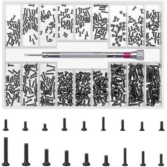 500 count M1.2/M1.4/M2 Laptop Screws, Small   Screws for Electronics, Mini   Screw for Glasses Watch SSD M.2 Hard Drive Repair Screw(Black) (N)