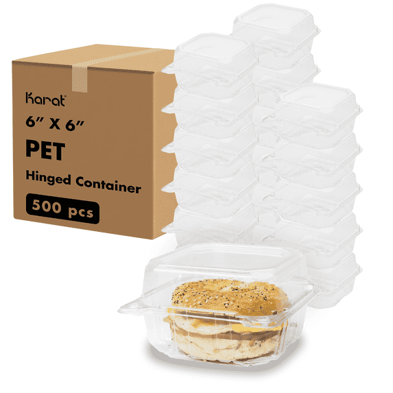 Karat 6x6 inch Plastic Hinged Food Containers Set 500 Count for takeout ...