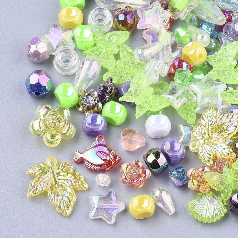 500 g Acrylic Beads & Pendants Mixed Shapes Mixed color 4~29x4~20.5x4~9mm Hole: 0.8~4mm
