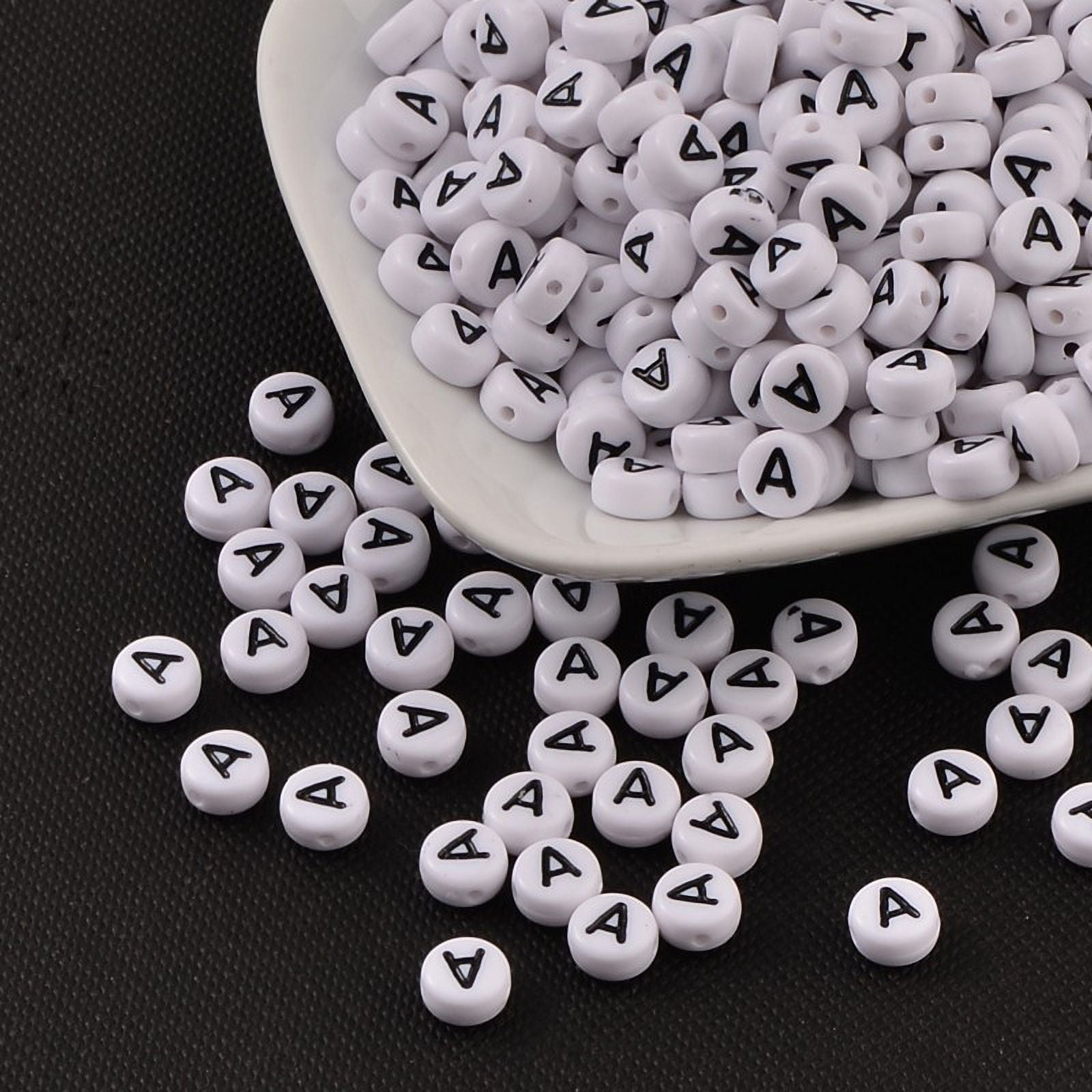 500 g Acrylic Beads with Horizontal Hole Letter Flat Round Letter.A 7x4mm Hole: 1mm 3500pcs/500g