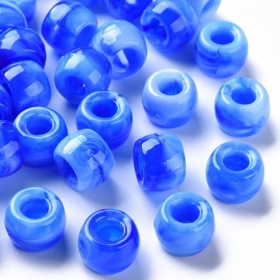 500 g Acrylic European Beads Imitation Gemstone Large Hole Beads Rondelle Blue 9x6mm Hole: 4mm 1790~1840pcs/500g