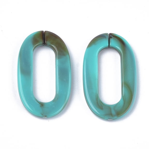 500 g Acrylic Linking Rings Quick Link Connectors For Jewelry Chains Making Imitation Gemstone style Oval Light Sea Green 36.5x21x3.5mm Hole: 24.5x8.5mm 290pcs/500g