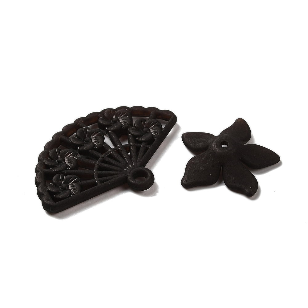 500 g DIY Baroque Jewelry Making Finding Kit Including Frosted Acrylic Charms and Beads Mixed Shapes Black 9~40x6.5~32.5x2.5~9mm Hole: 1.5~3mm 1086pcs/500g
